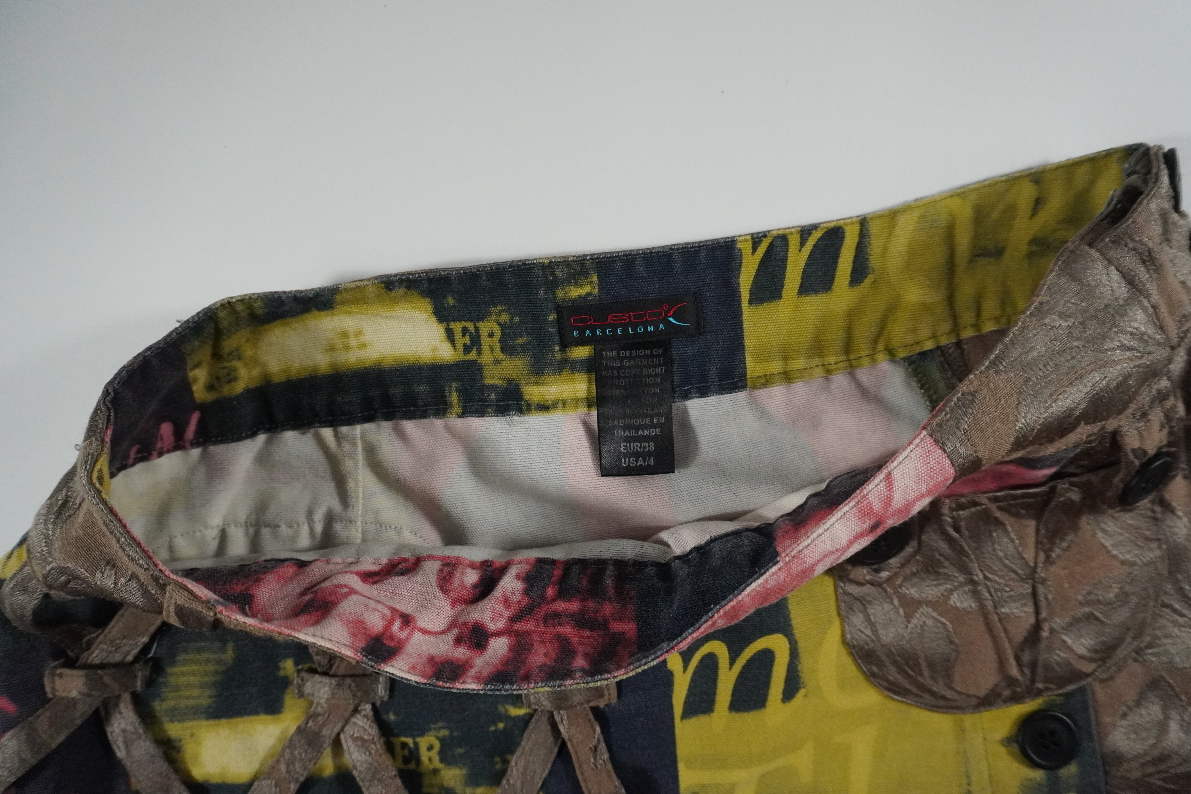 Custo Barcelona circus graphic low rise utility mini skirt