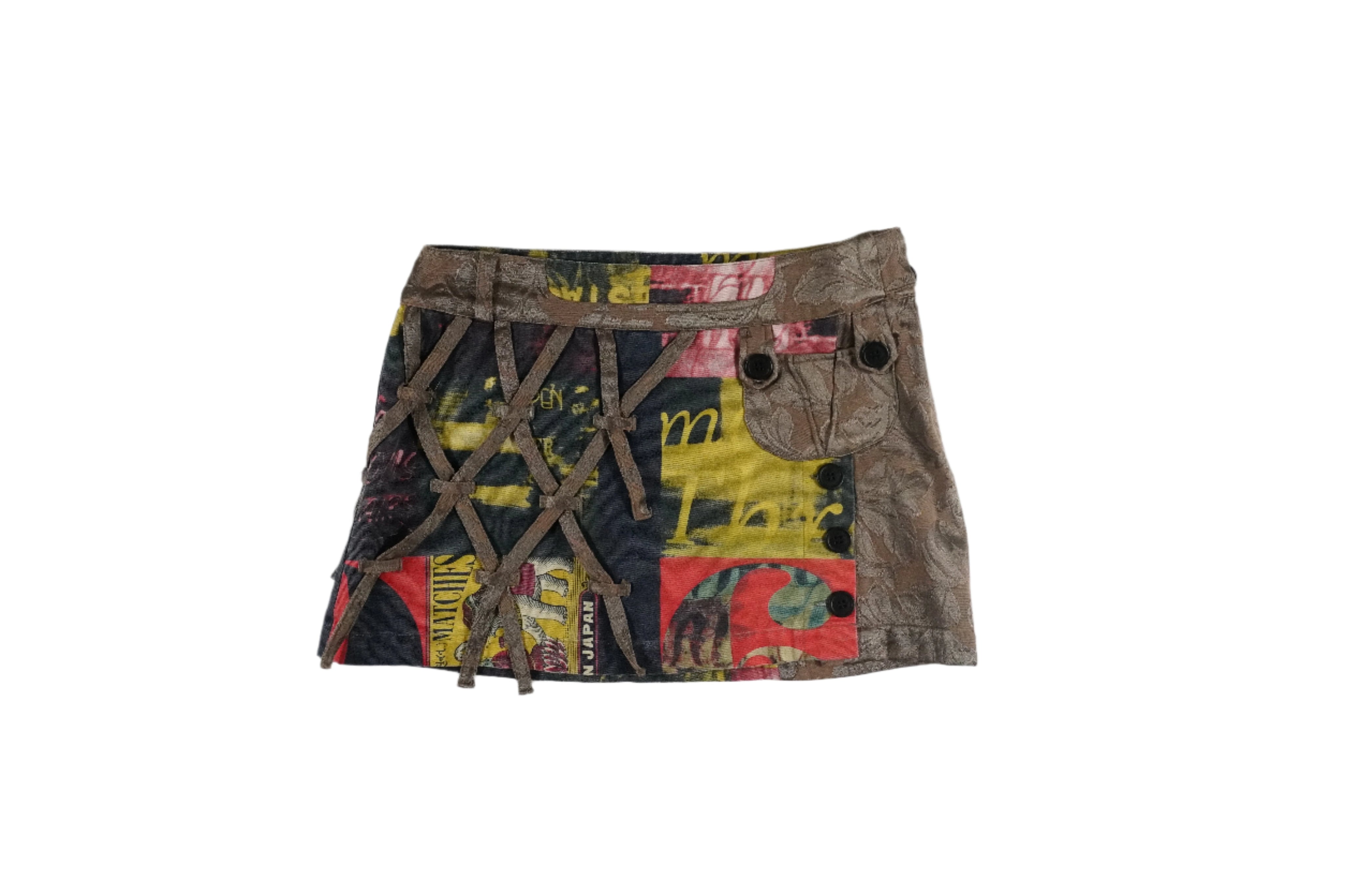 Custo Barcelona circus graphic low rise utility mini skirt