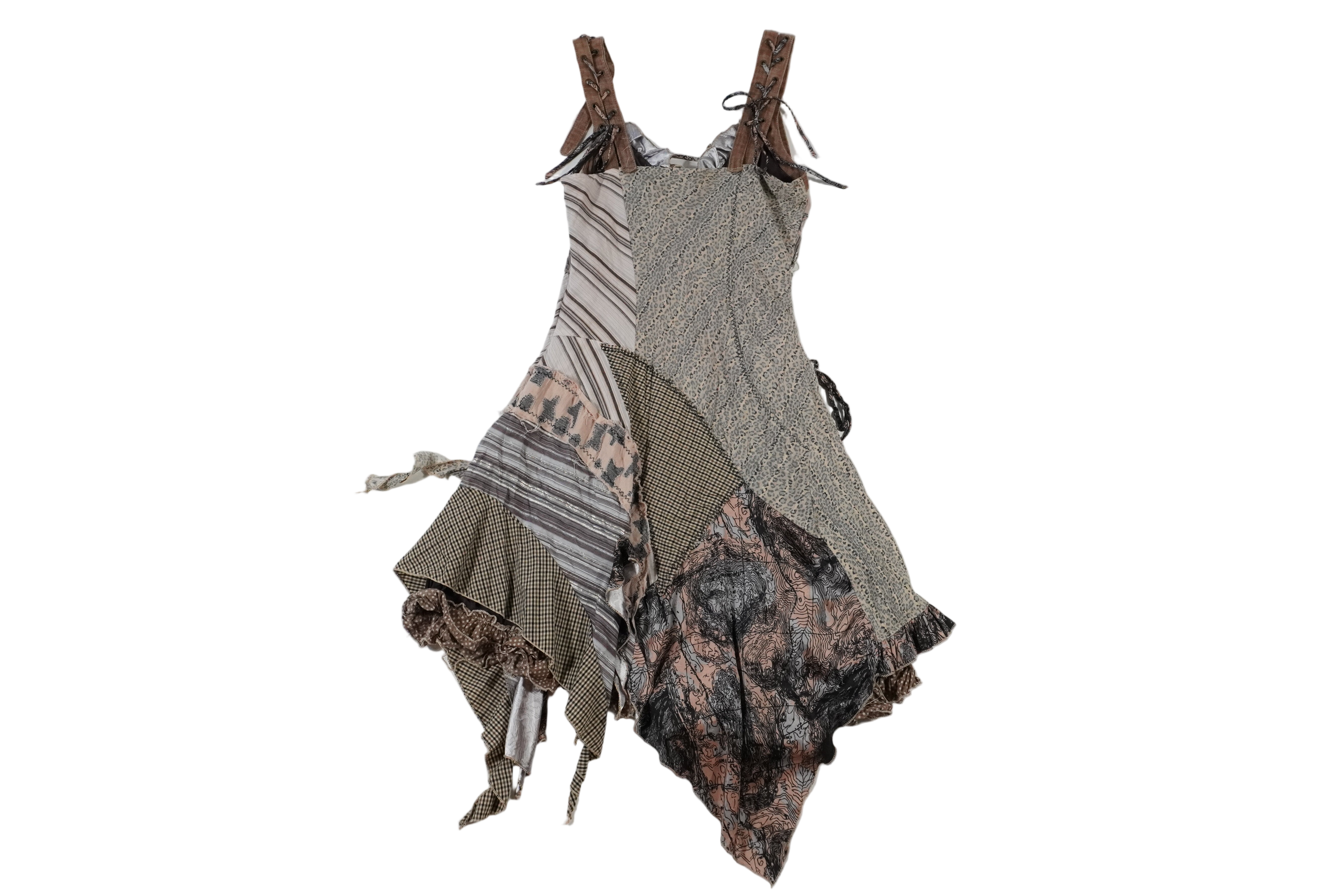 Patchwork Asymmetric Midi Dress (S)