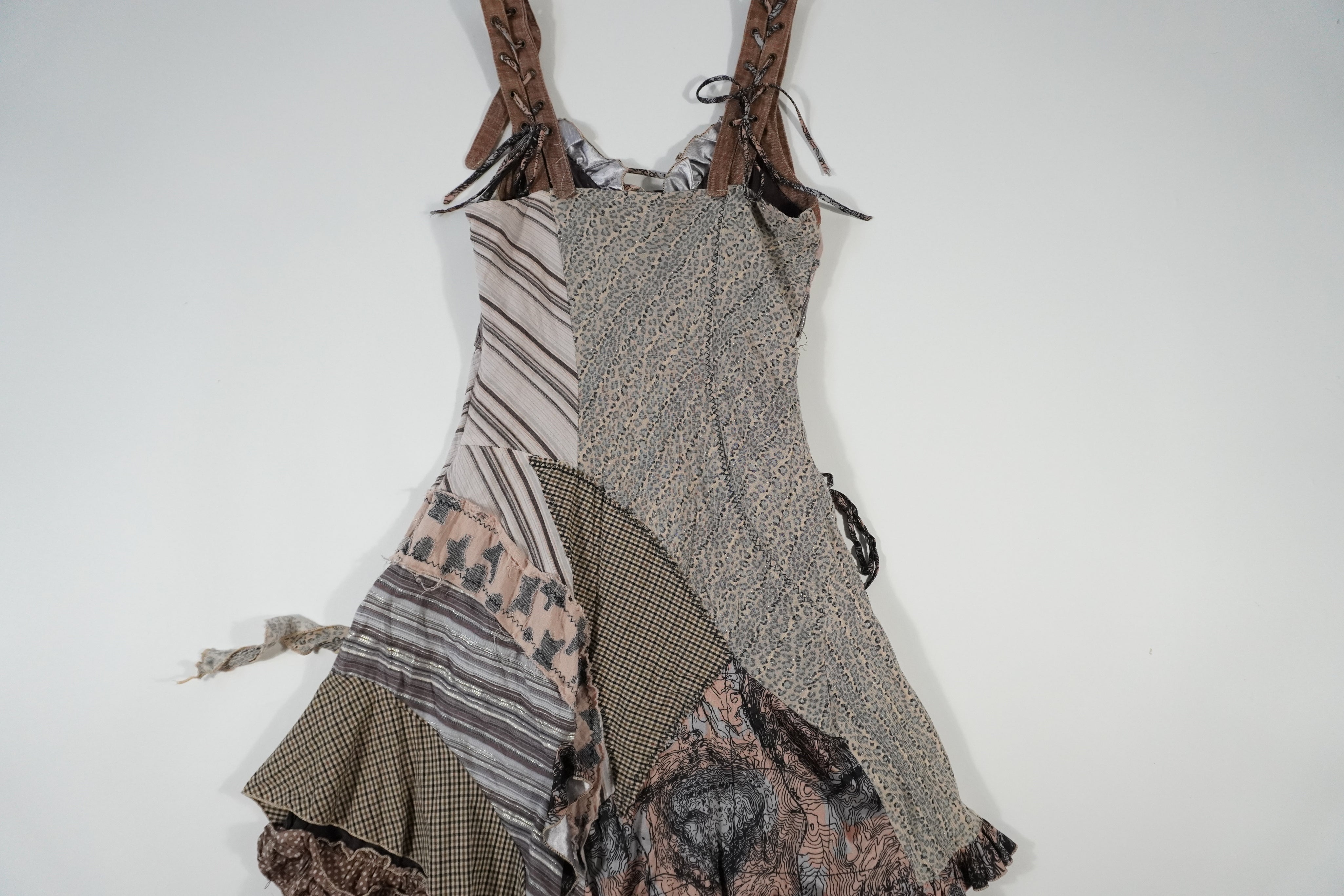 Patchwork Asymmetric Midi Dress (S)