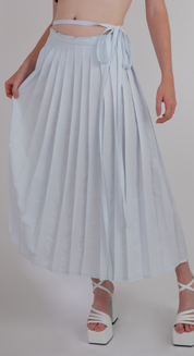 Baby Blue Pleated Wrap Maxi Skirt