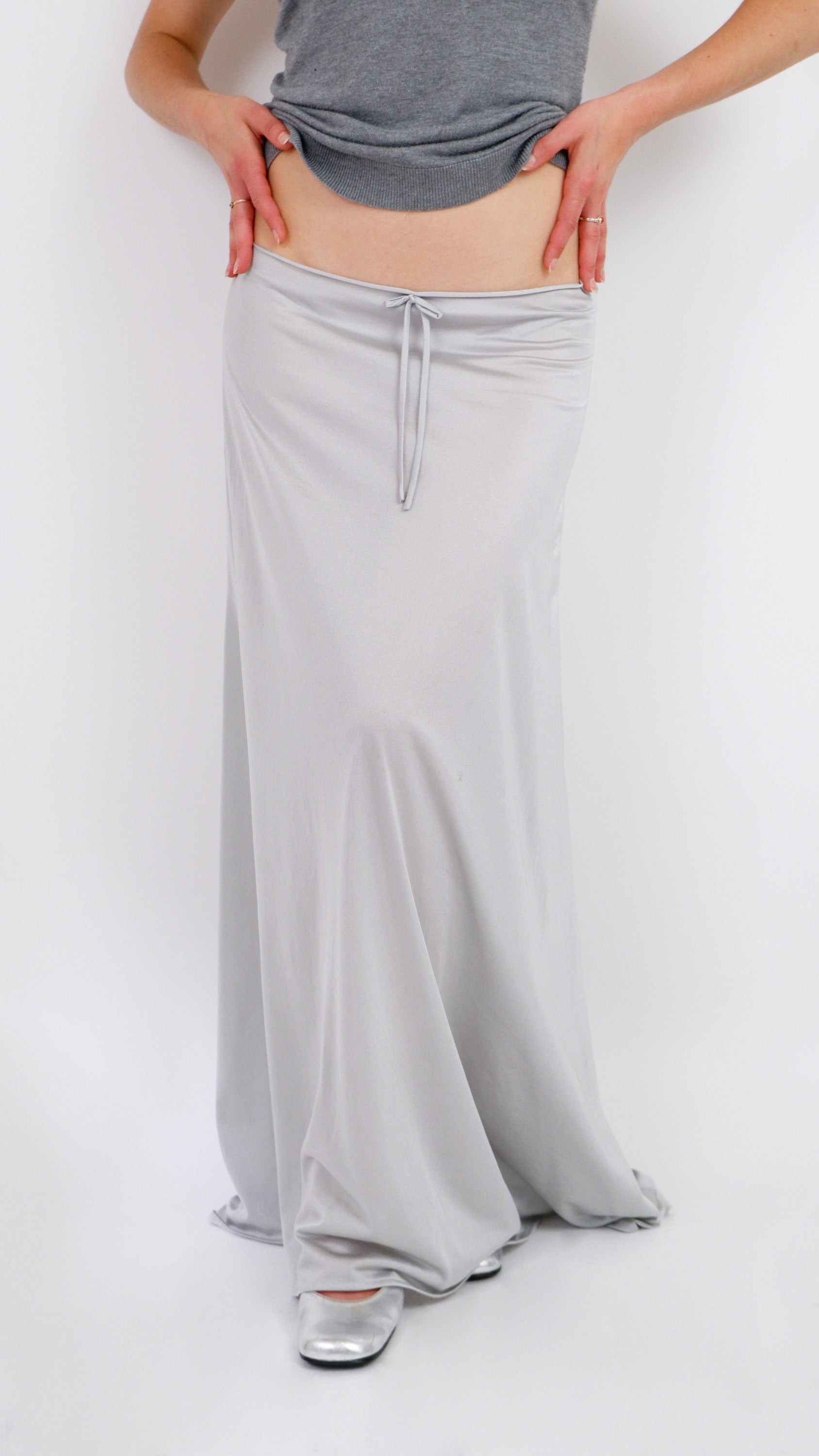 Silver Slip Maxi Skirt
