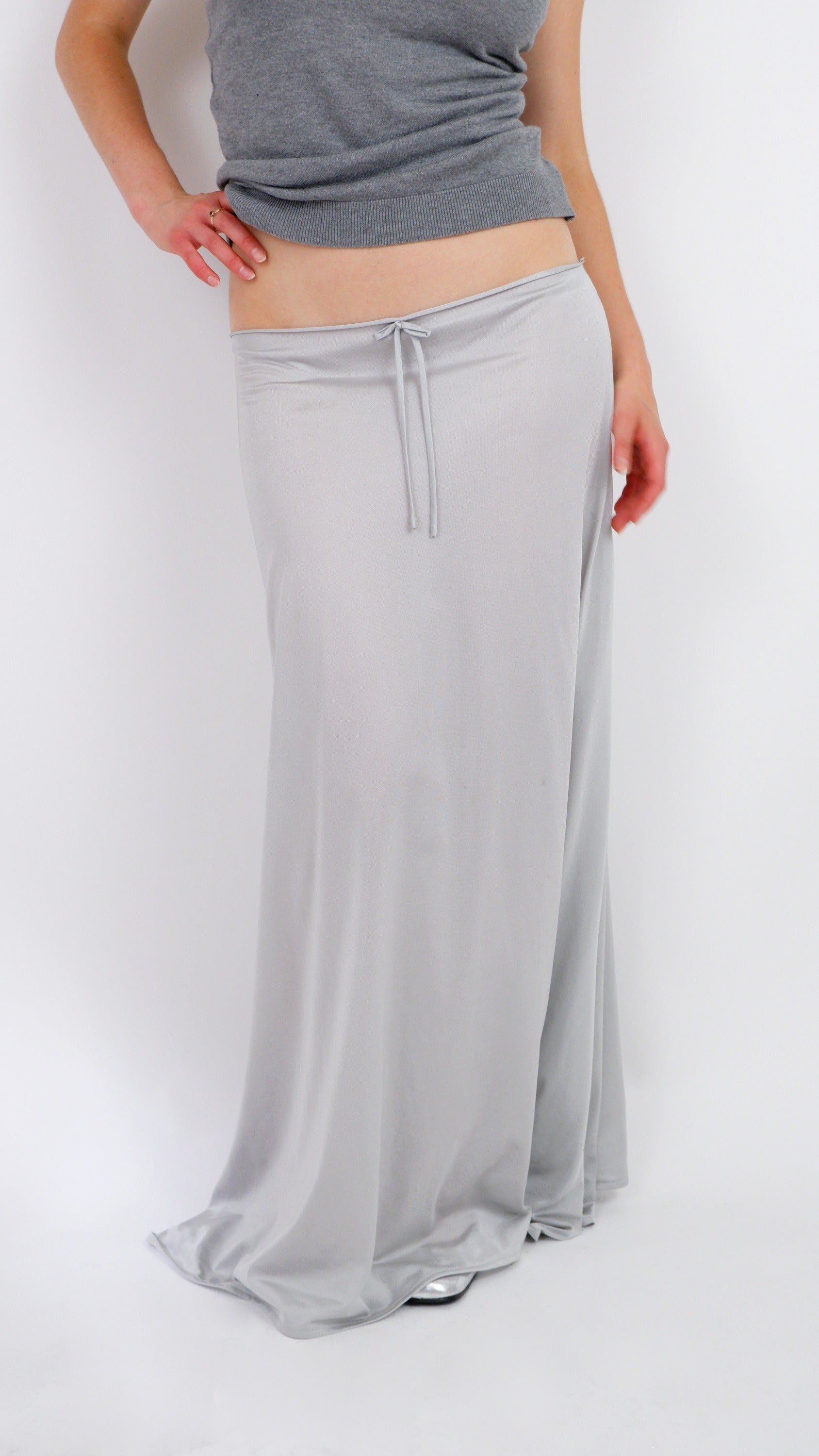 Silver Slip Maxi Skirt