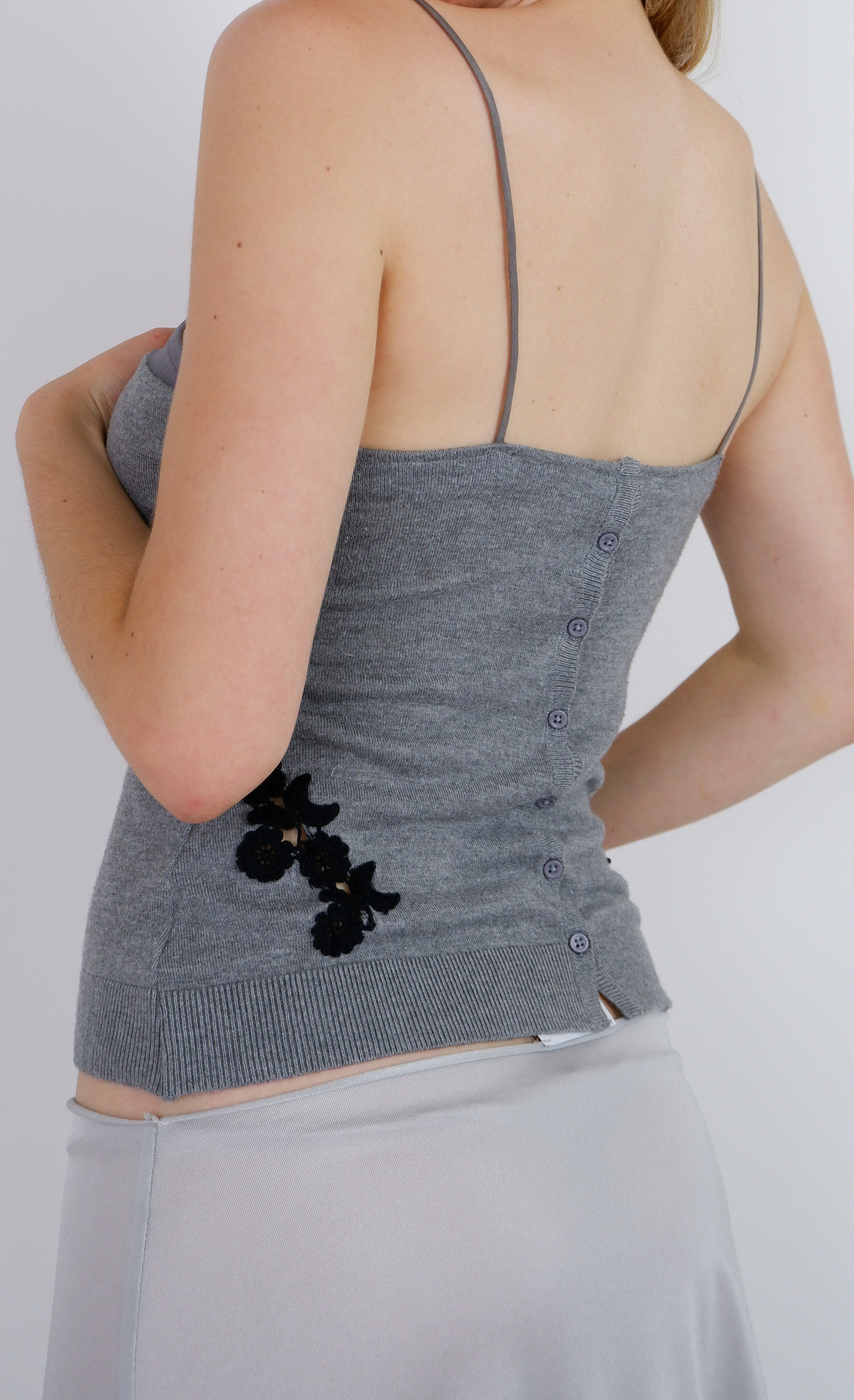 Grey Knit Reverse Cardigan Tank