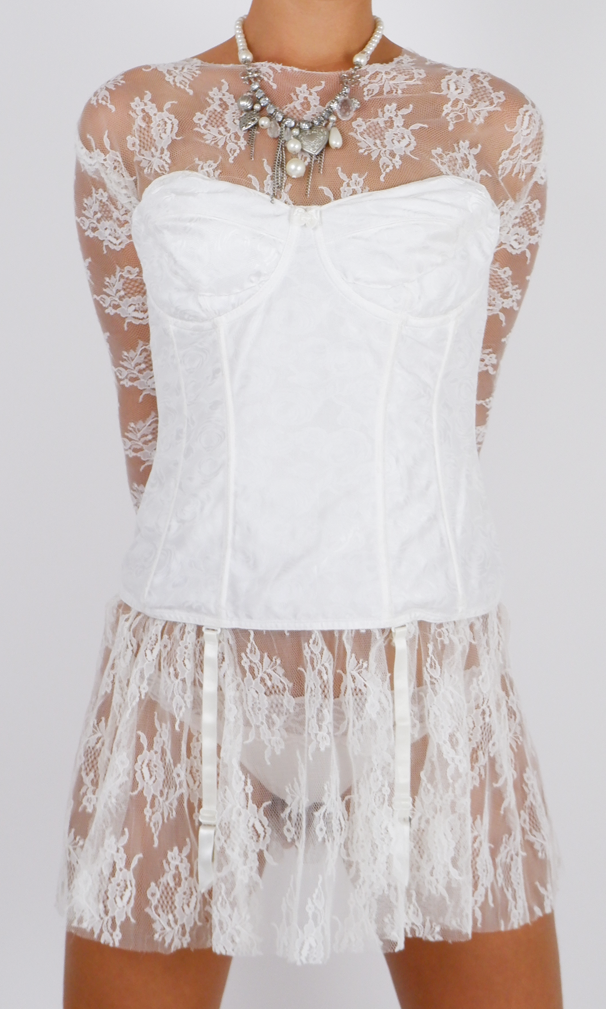 Lace Corset Long Sleeve Mini Dress