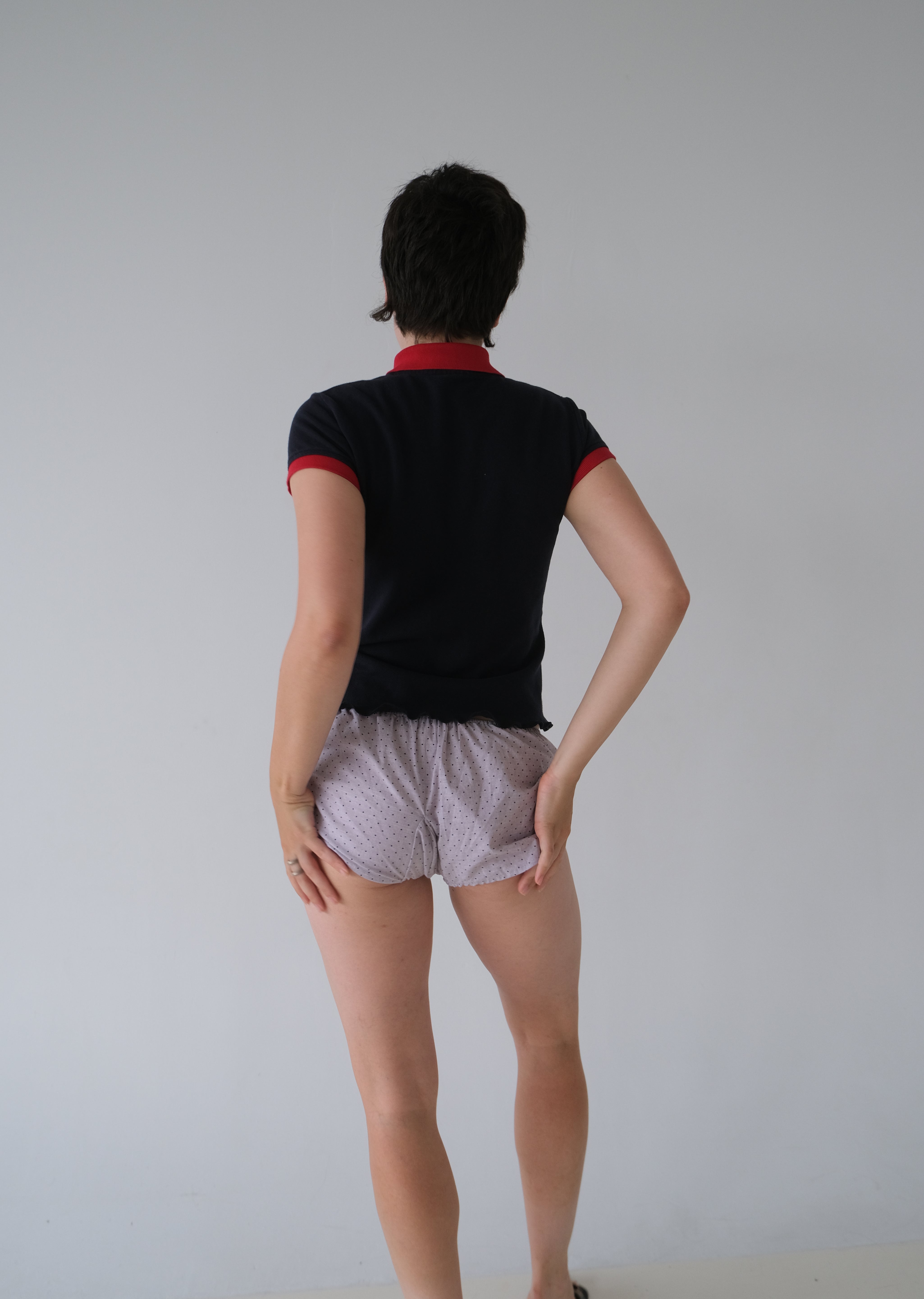Polo Tee in Cherry and Navy (S)