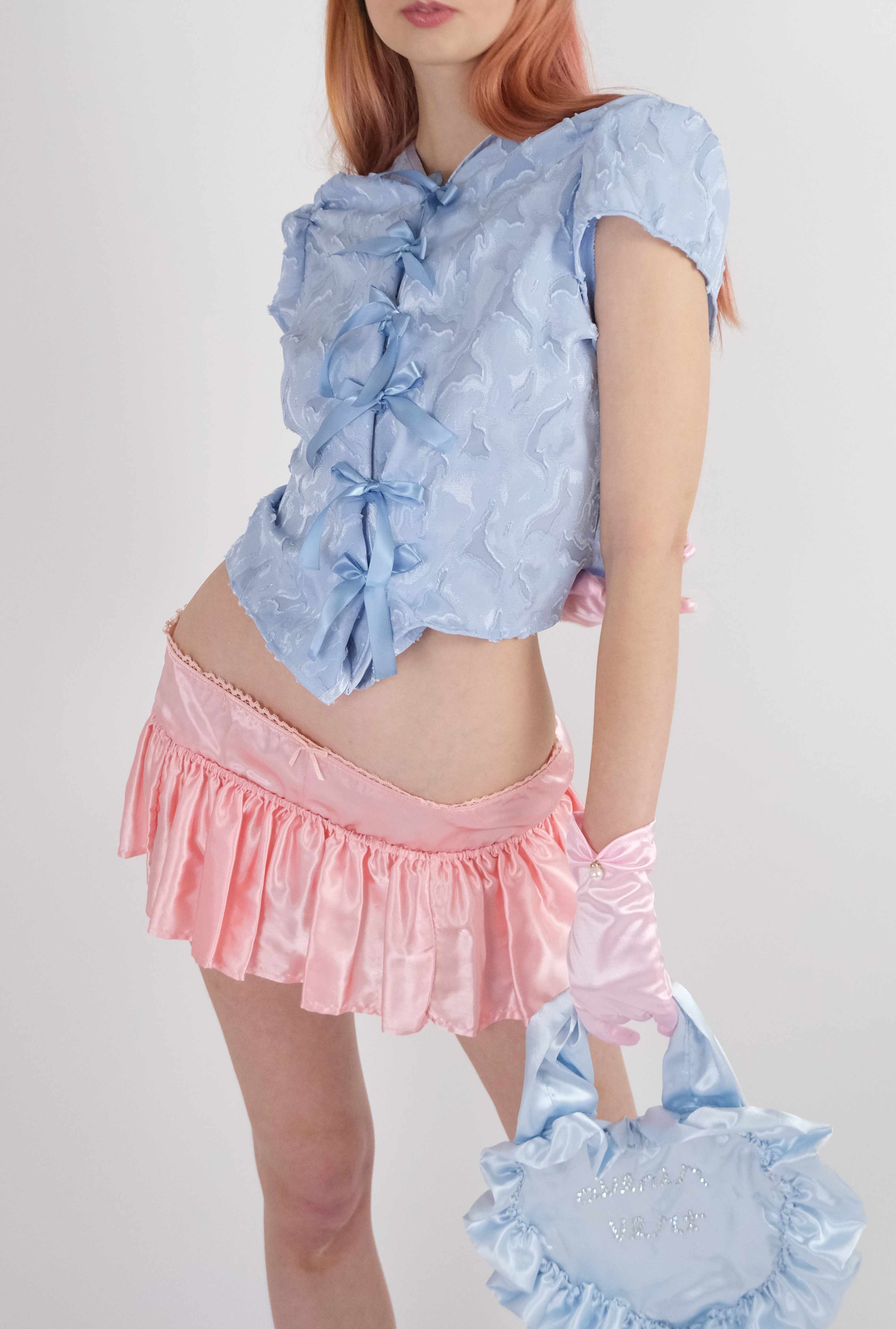 Peachy Pink Pleated Mini Skirt