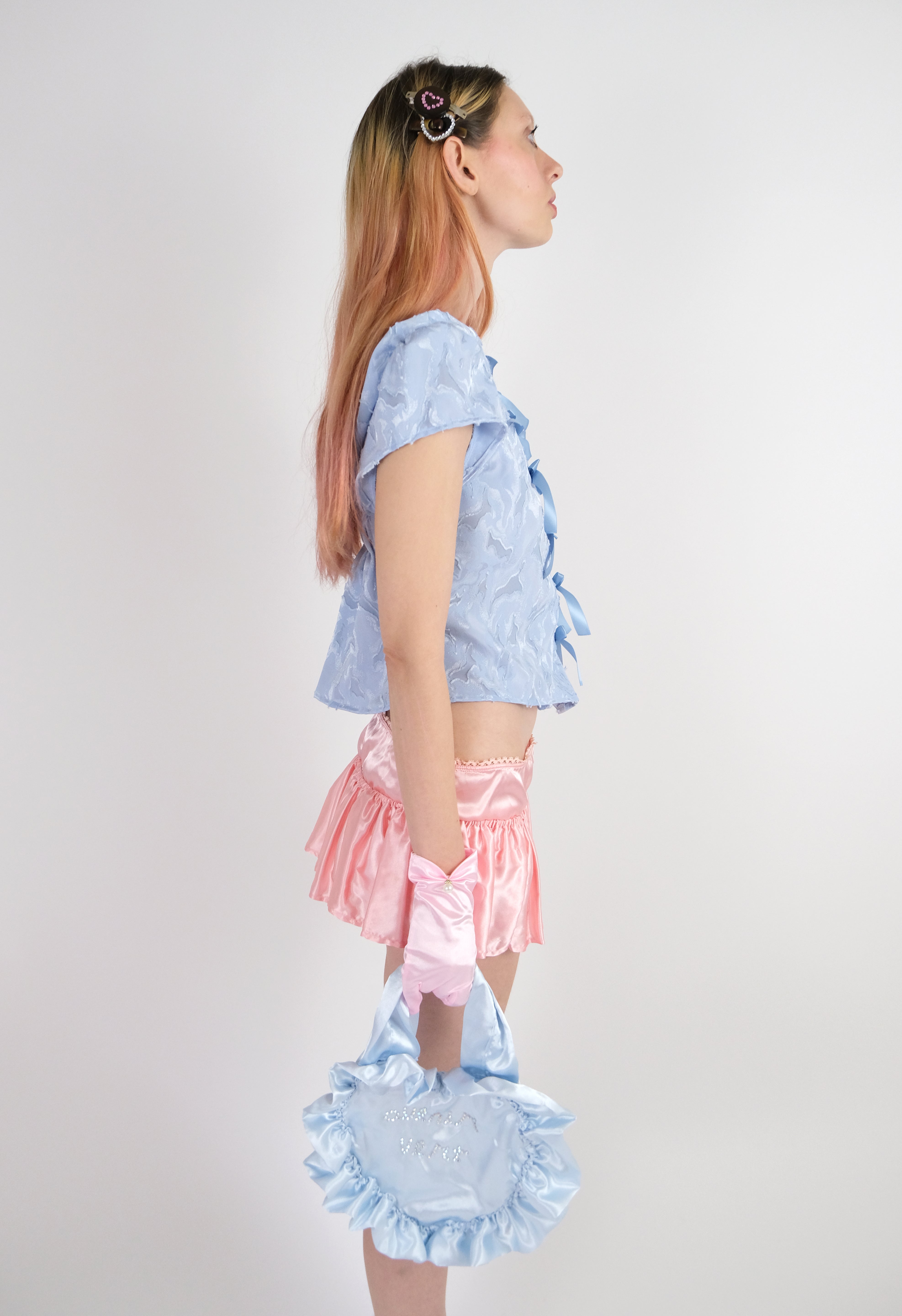Frosty Blue Ribbon Blouse