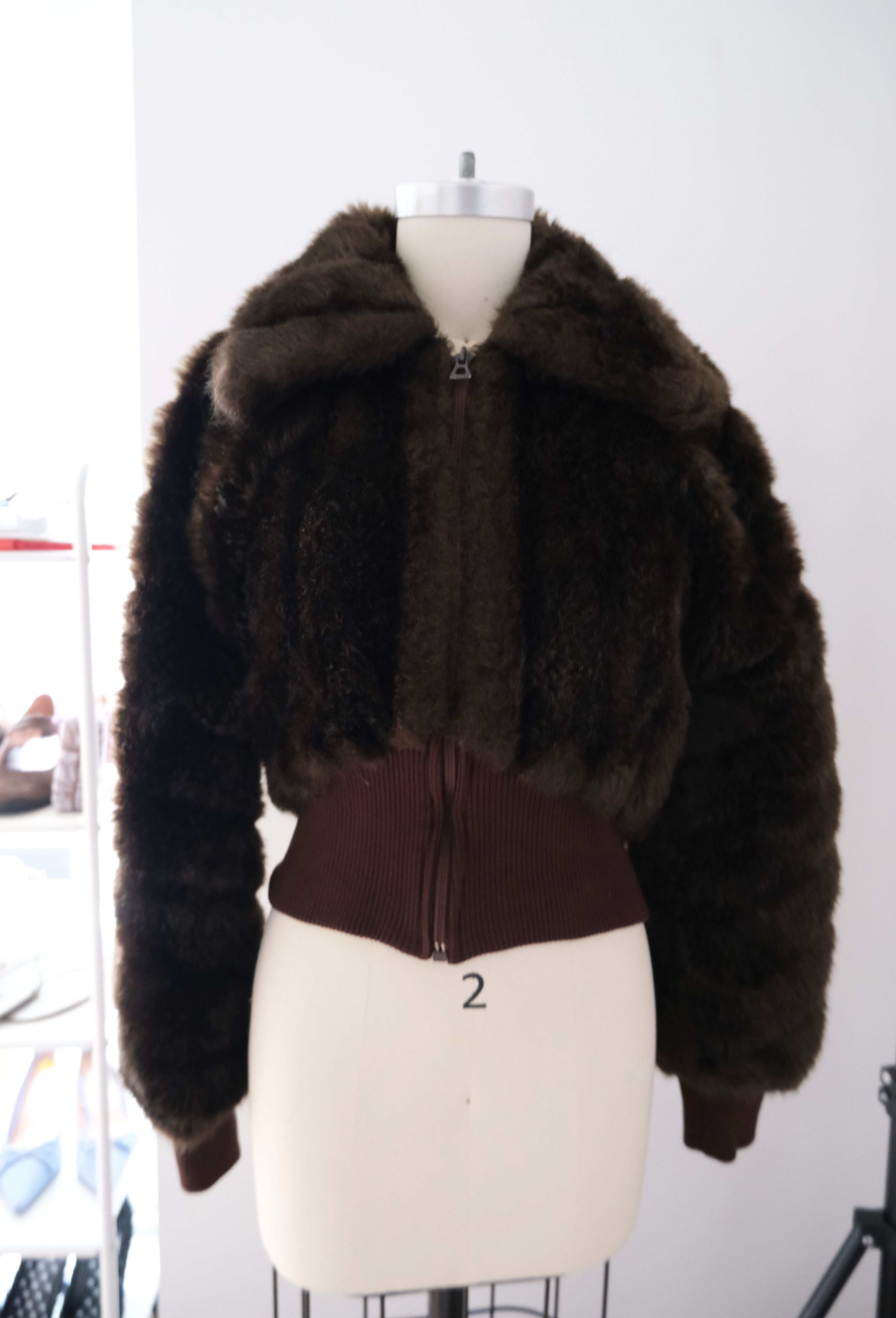 Mocha Mini Faux Fur Bomber Jacket