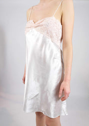 Champagne & Cream Satin Slip Mini Dress (M)