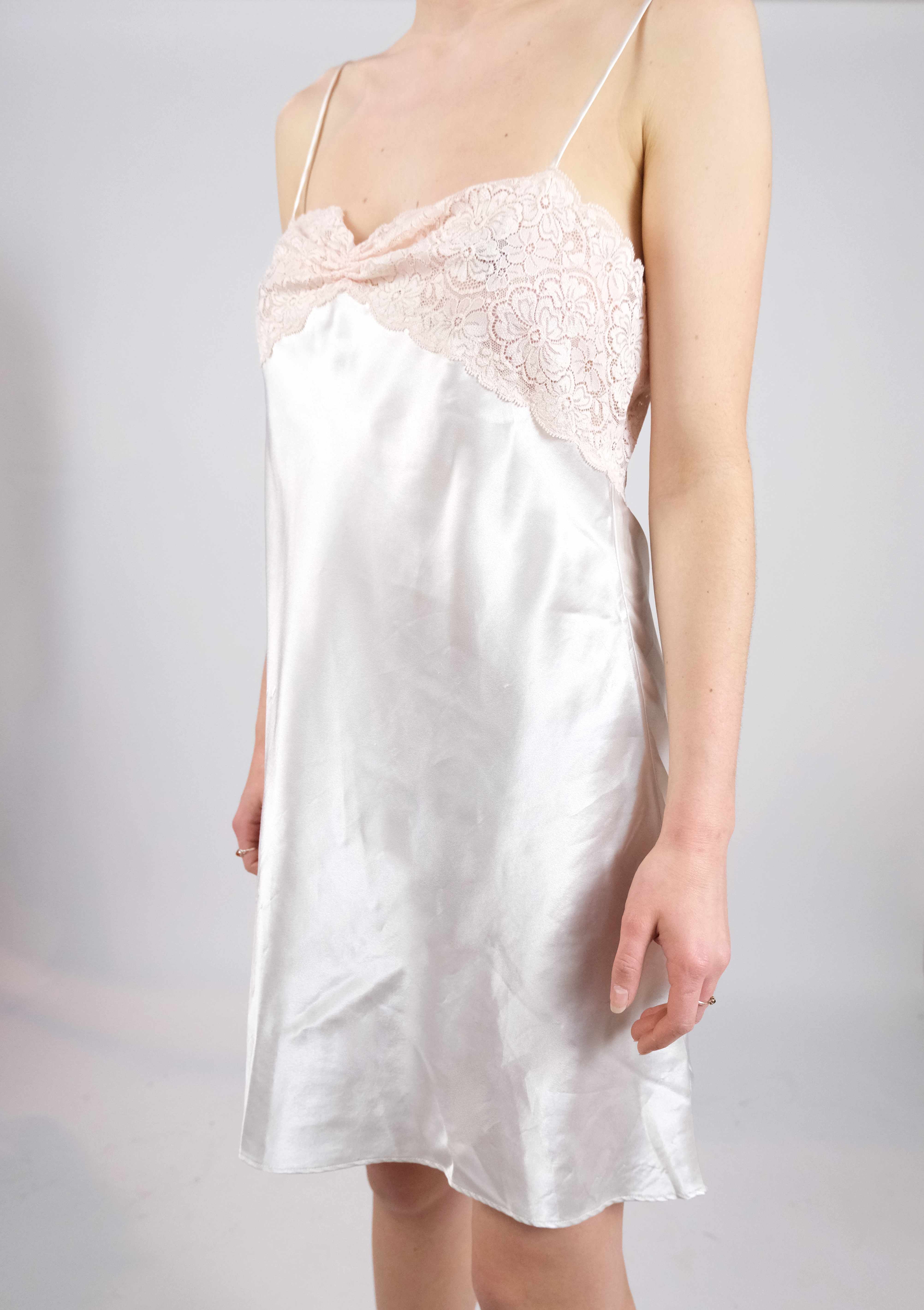 Champagne & Cream Satin Slip Mini Dress (M)