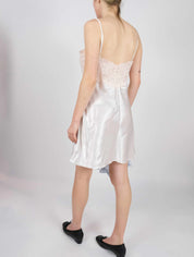 Champagne & Cream Satin Slip Mini Dress (M)