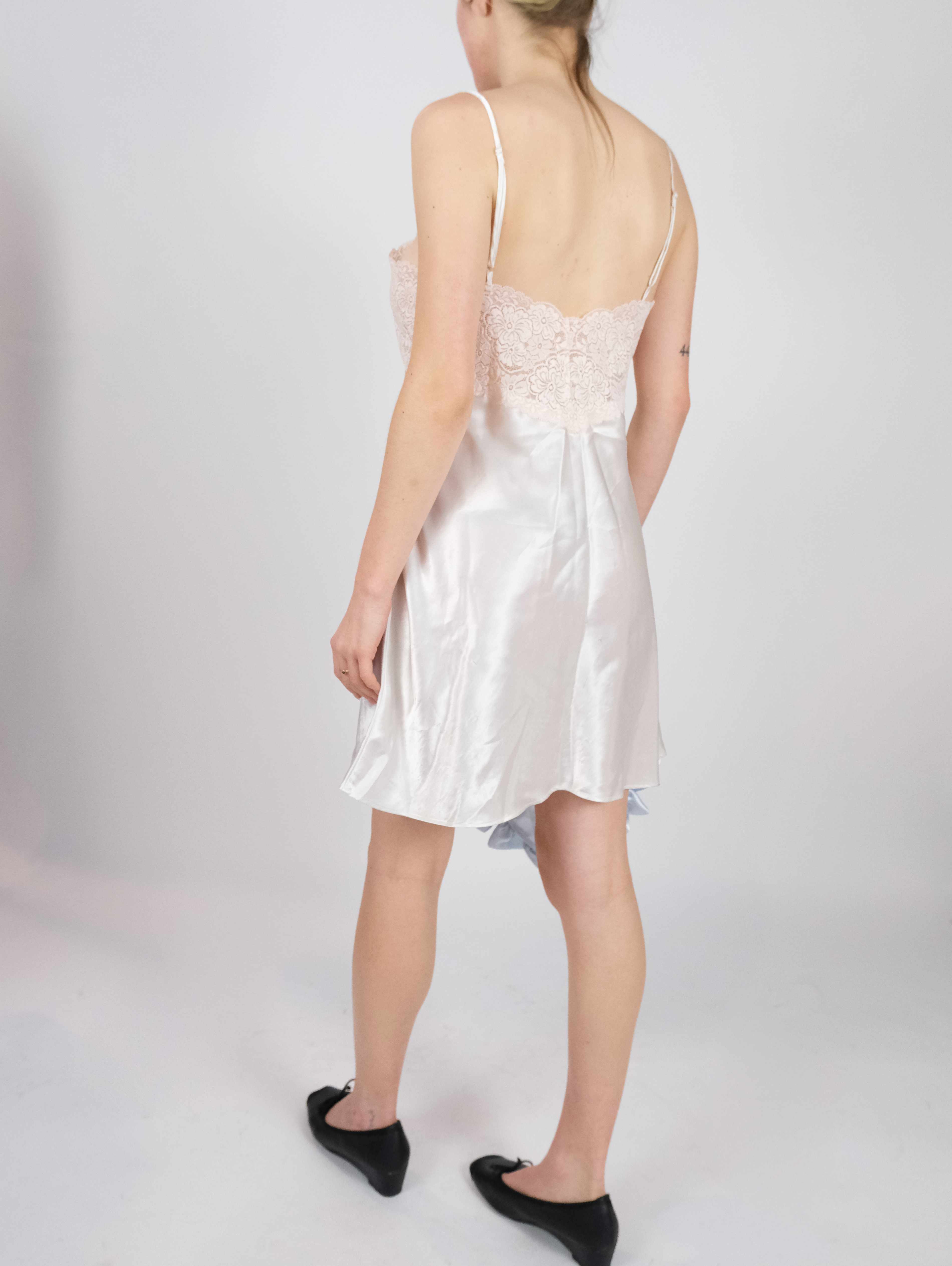 Champagne & Cream Satin Slip Mini Dress (M)