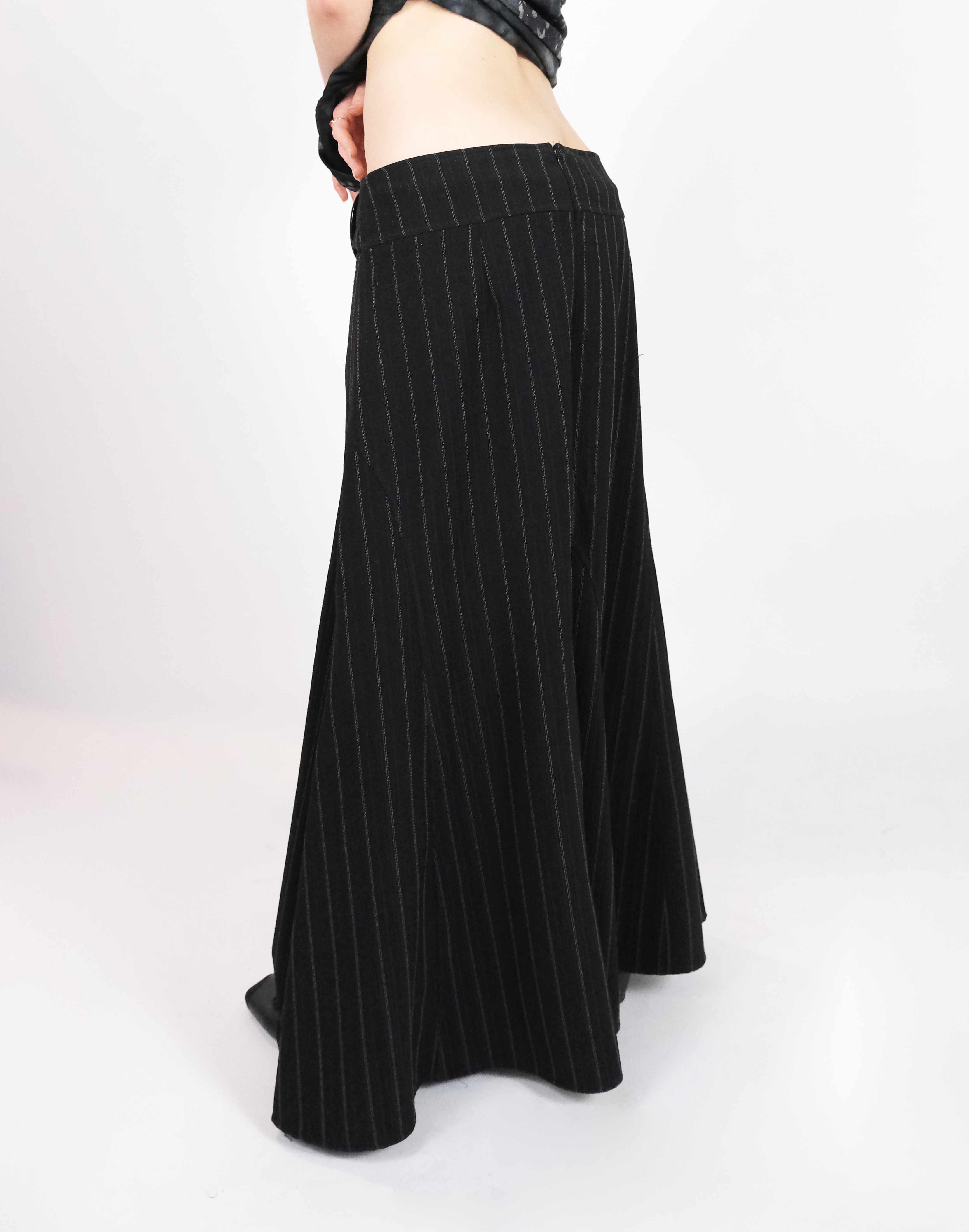 Noir Pinstripe Maxi Skirt (Small)