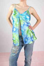 Teal Bloom Split Front Tank (M)
