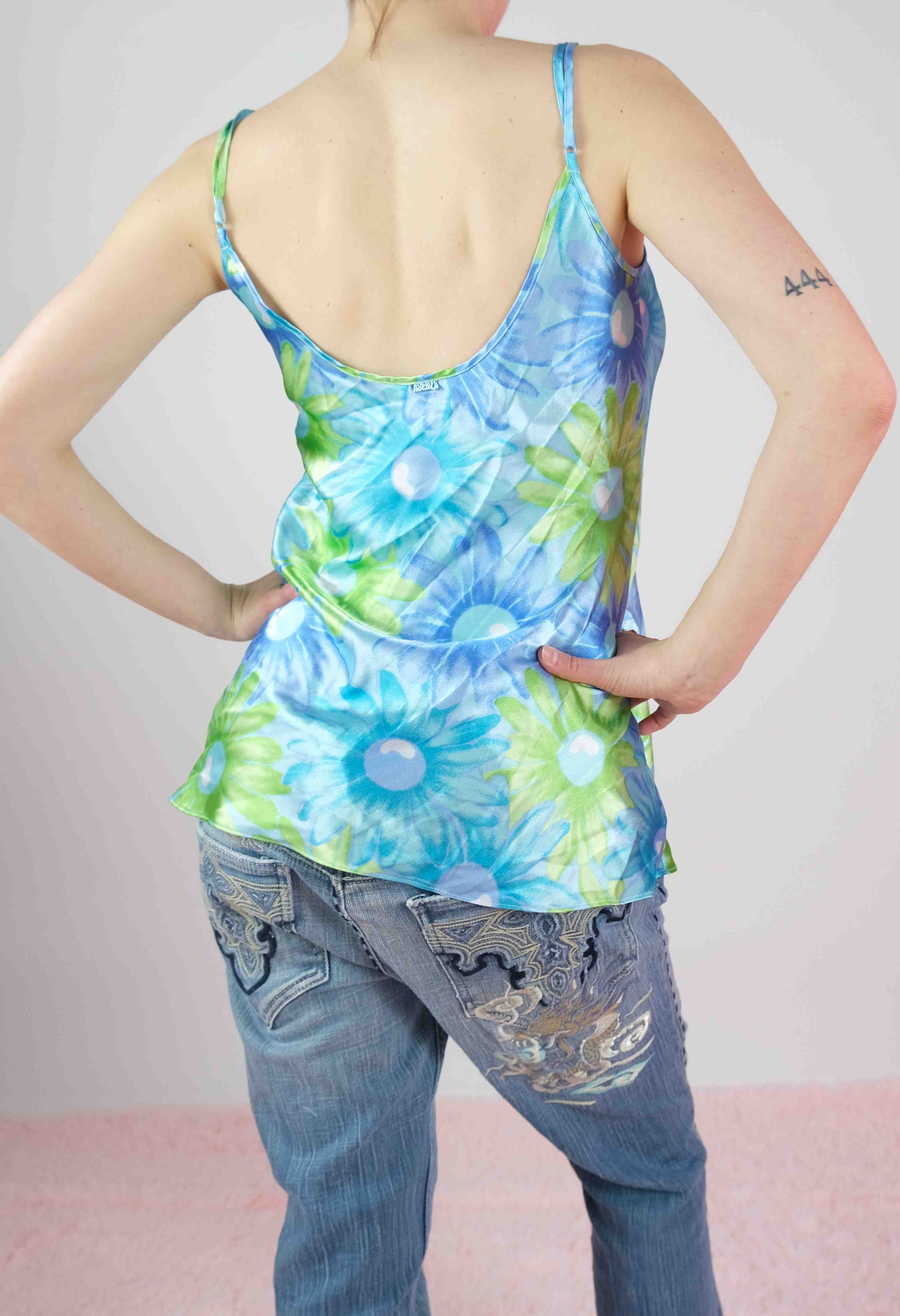 Teal Bloom Split Front Tank (M)
