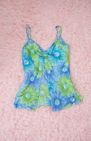 Teal Bloom Split Front Tank (M)