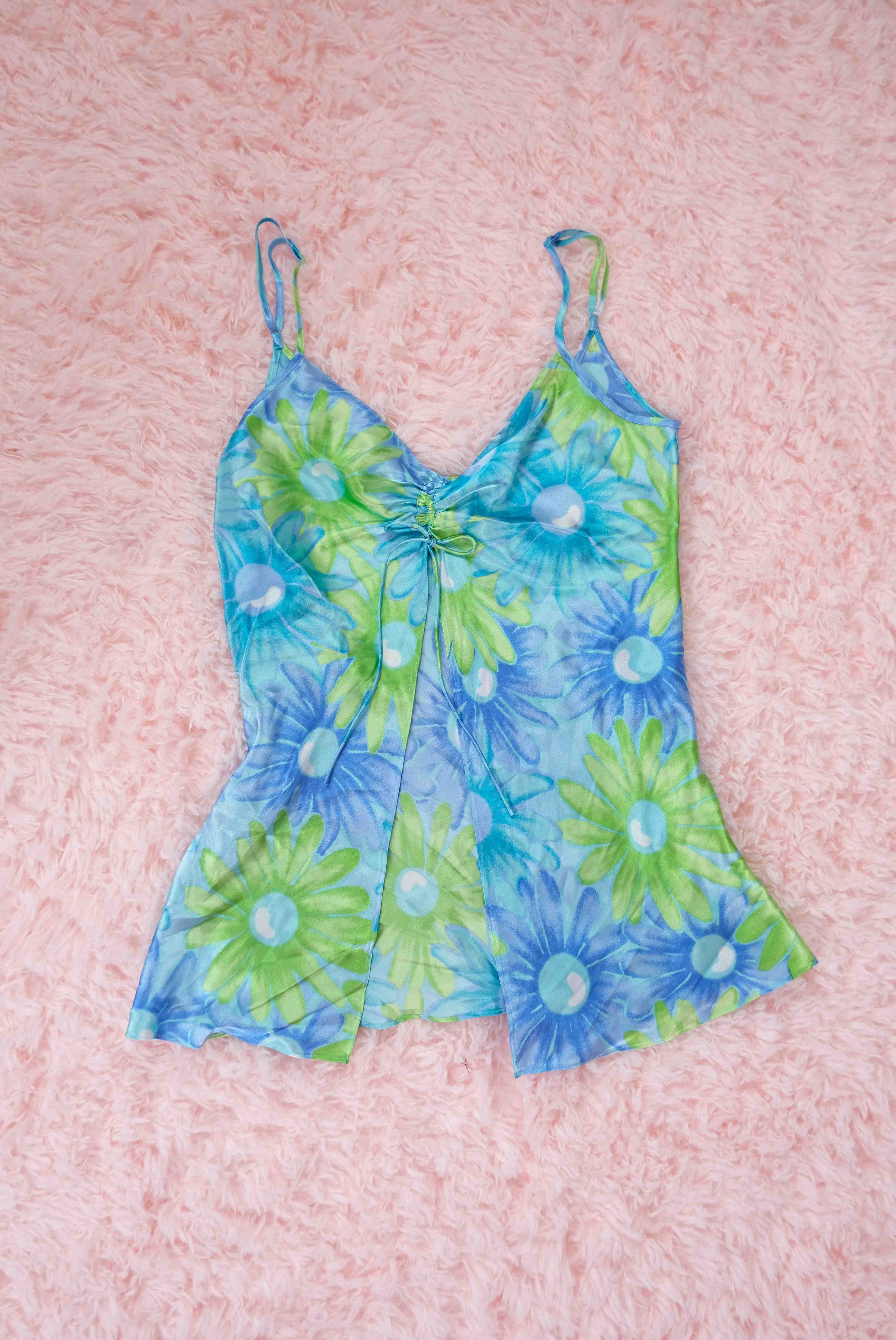Teal Bloom Split Front Tank (M)