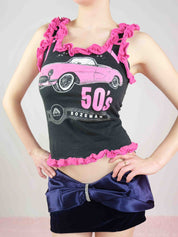 Vintage Car Ruffled Tank (XS)