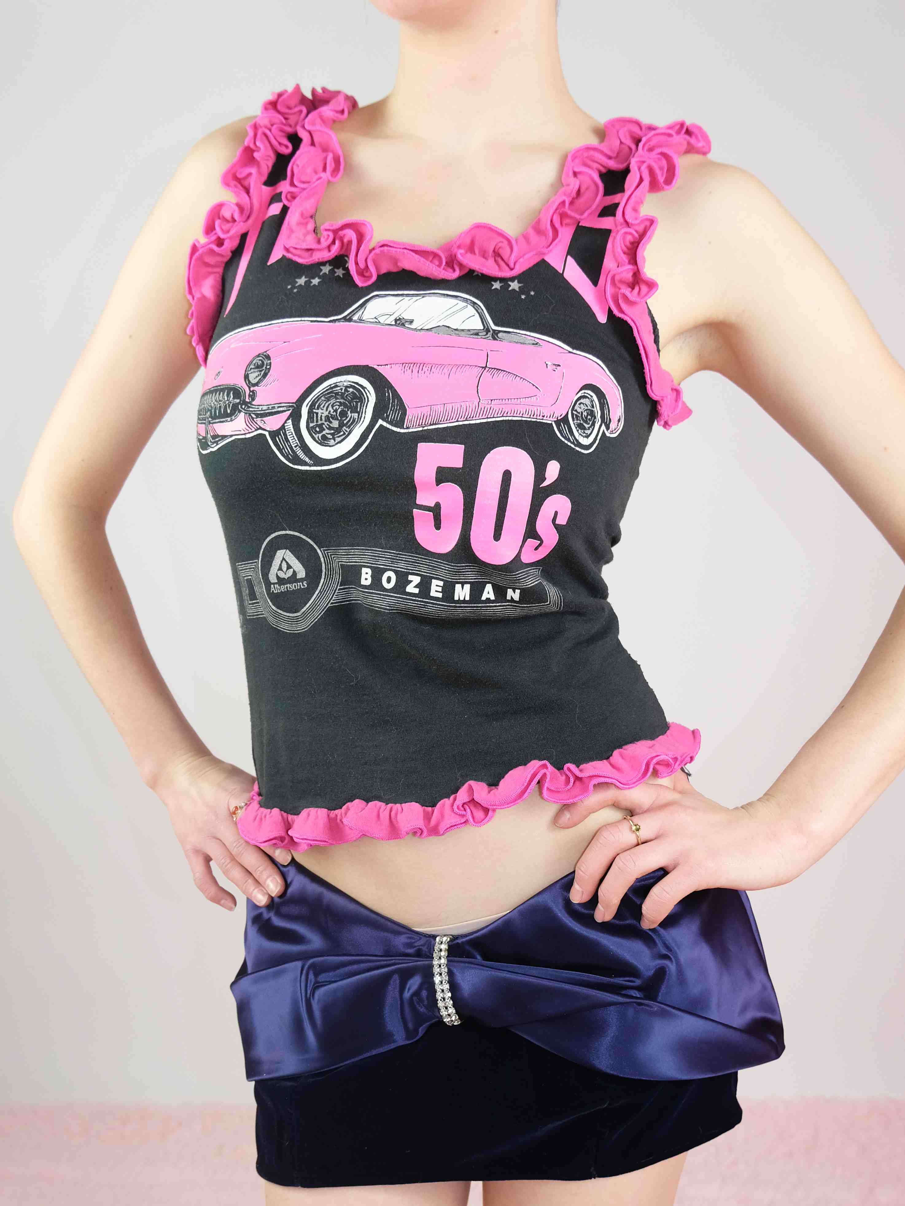 Vintage Car Ruffled Tank (XS)