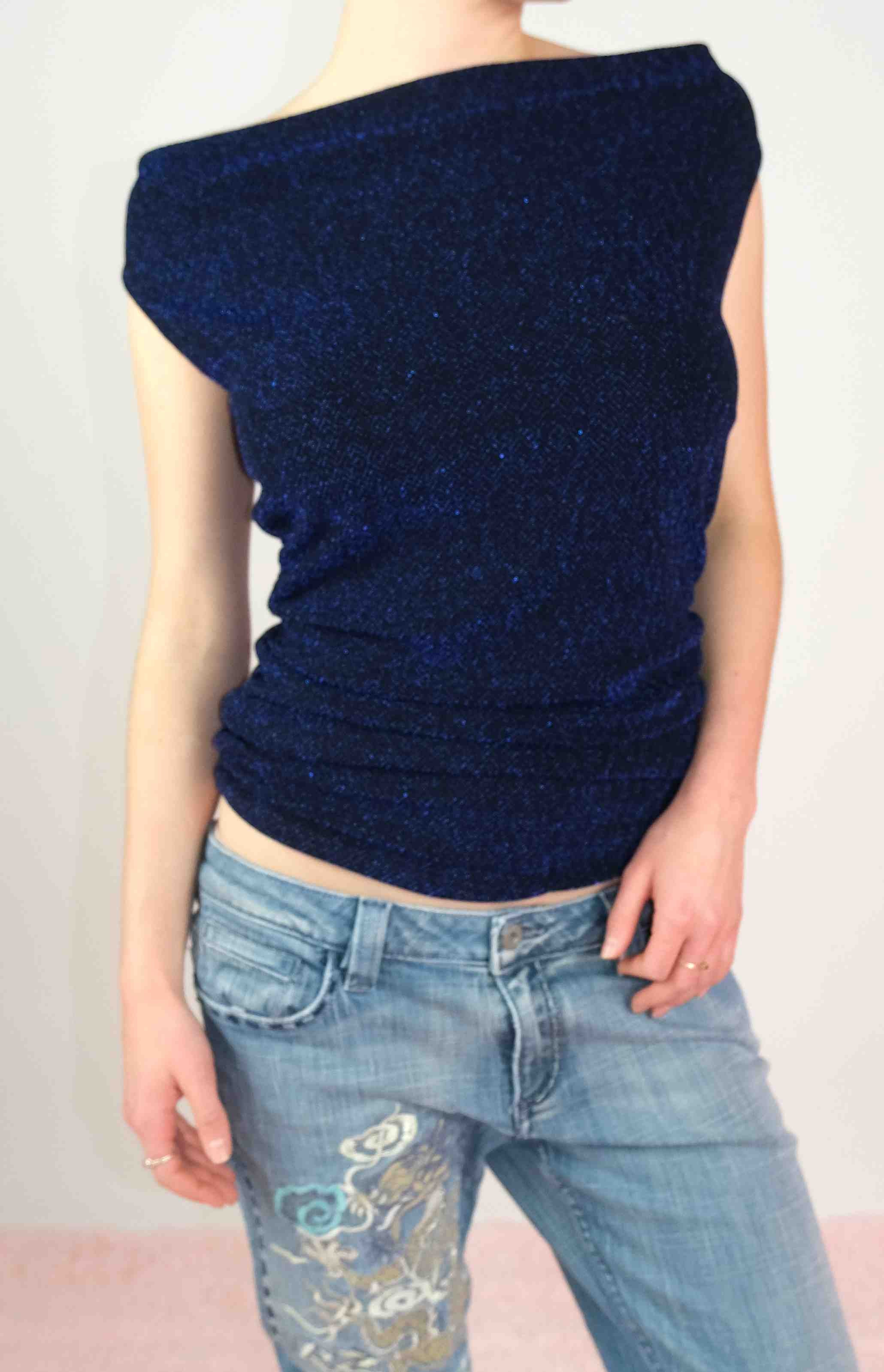 Midnight Shimmer Off-shoulder Tank