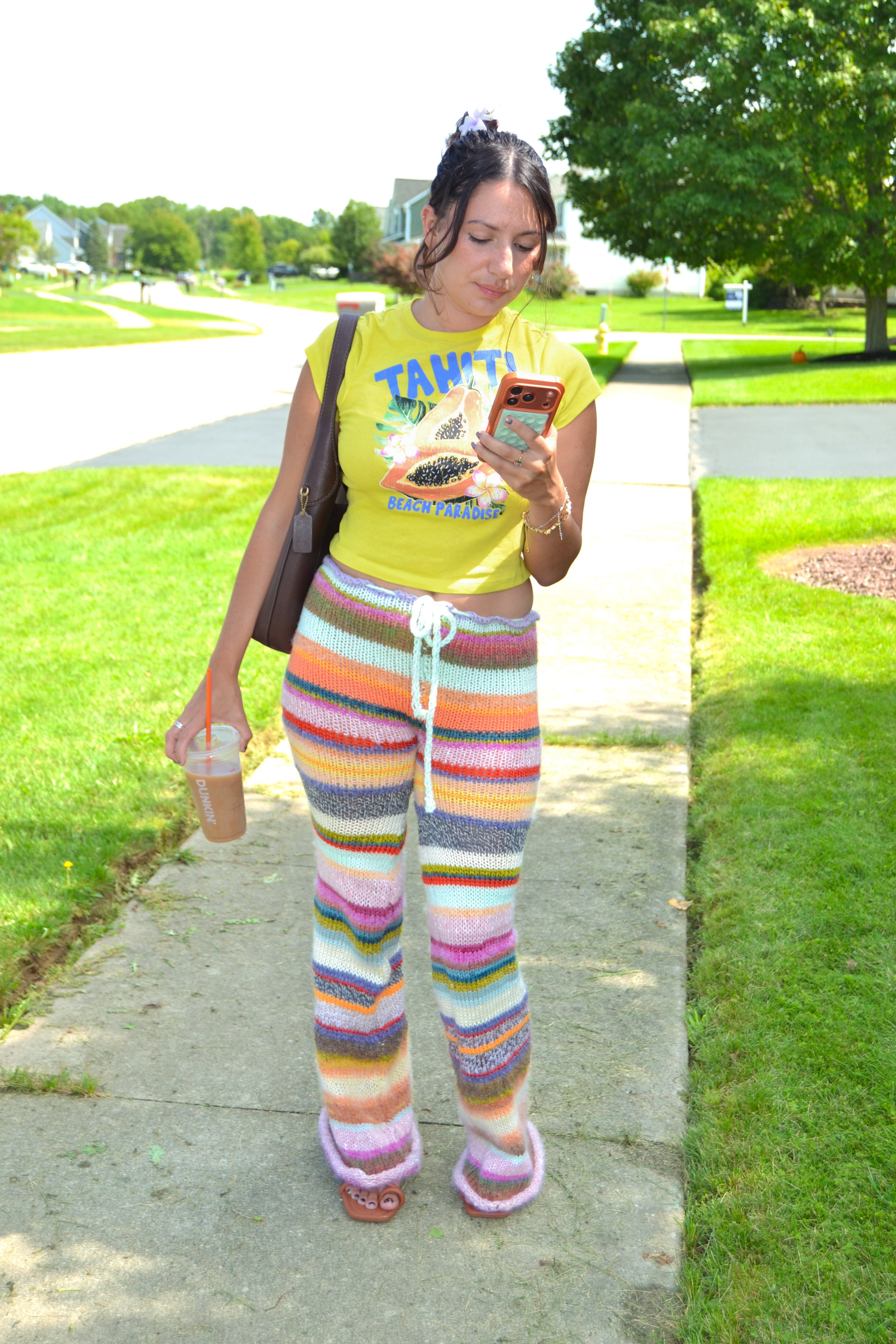 Colorful Striped Knit Flare Pants (XS-2XL)