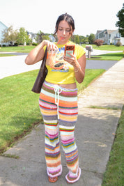 Colorful Striped Knit Flare Pants (XS-2XL)