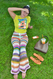 Colorful Striped Knit Flare Pants (XS-2XL)