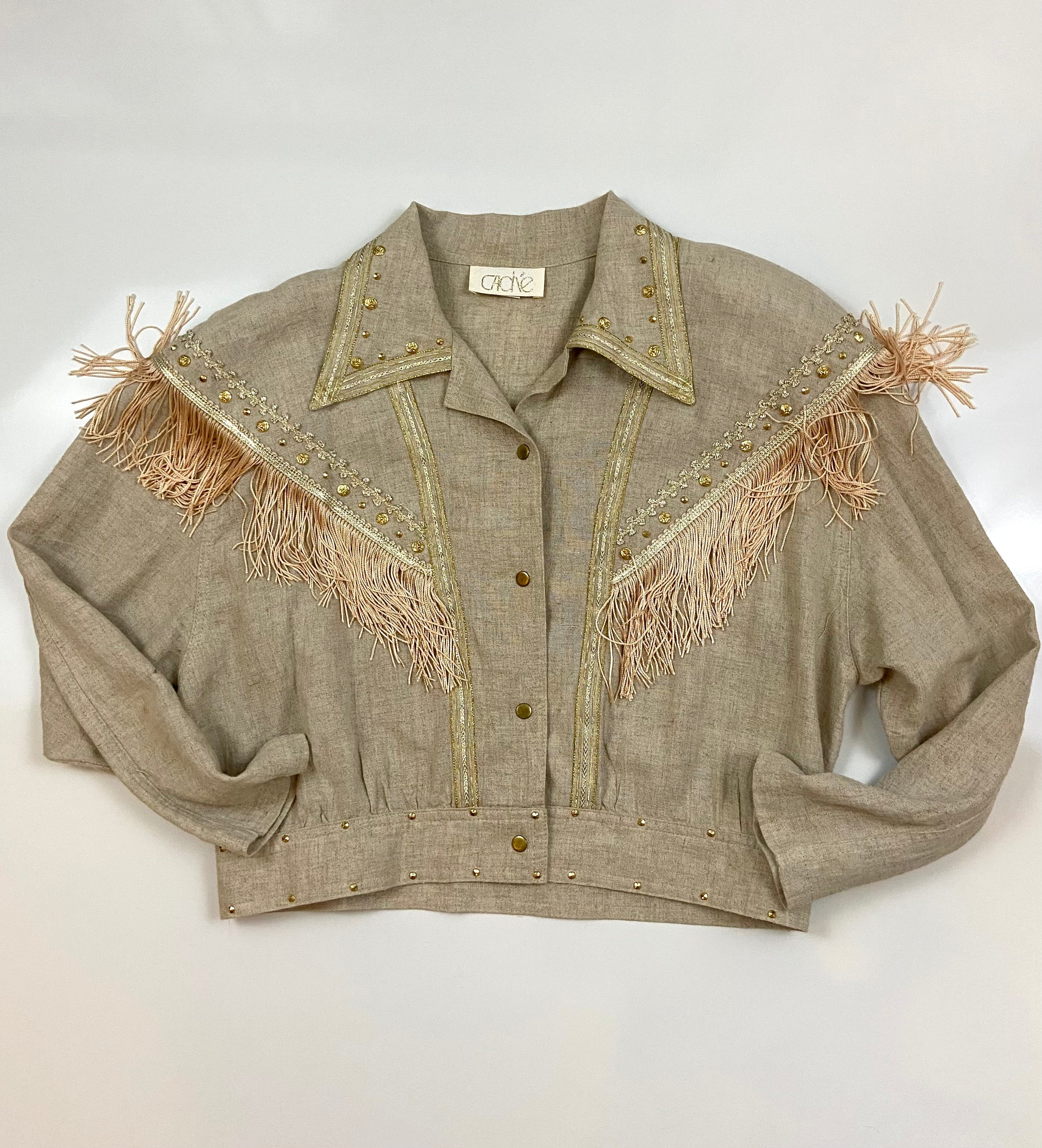 Cache Linen Fringe Tassel Studded
Western Jacket