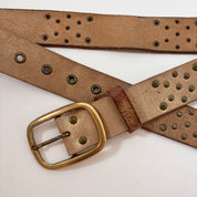 Y2K Gold Studded Leather Belt (M/L)