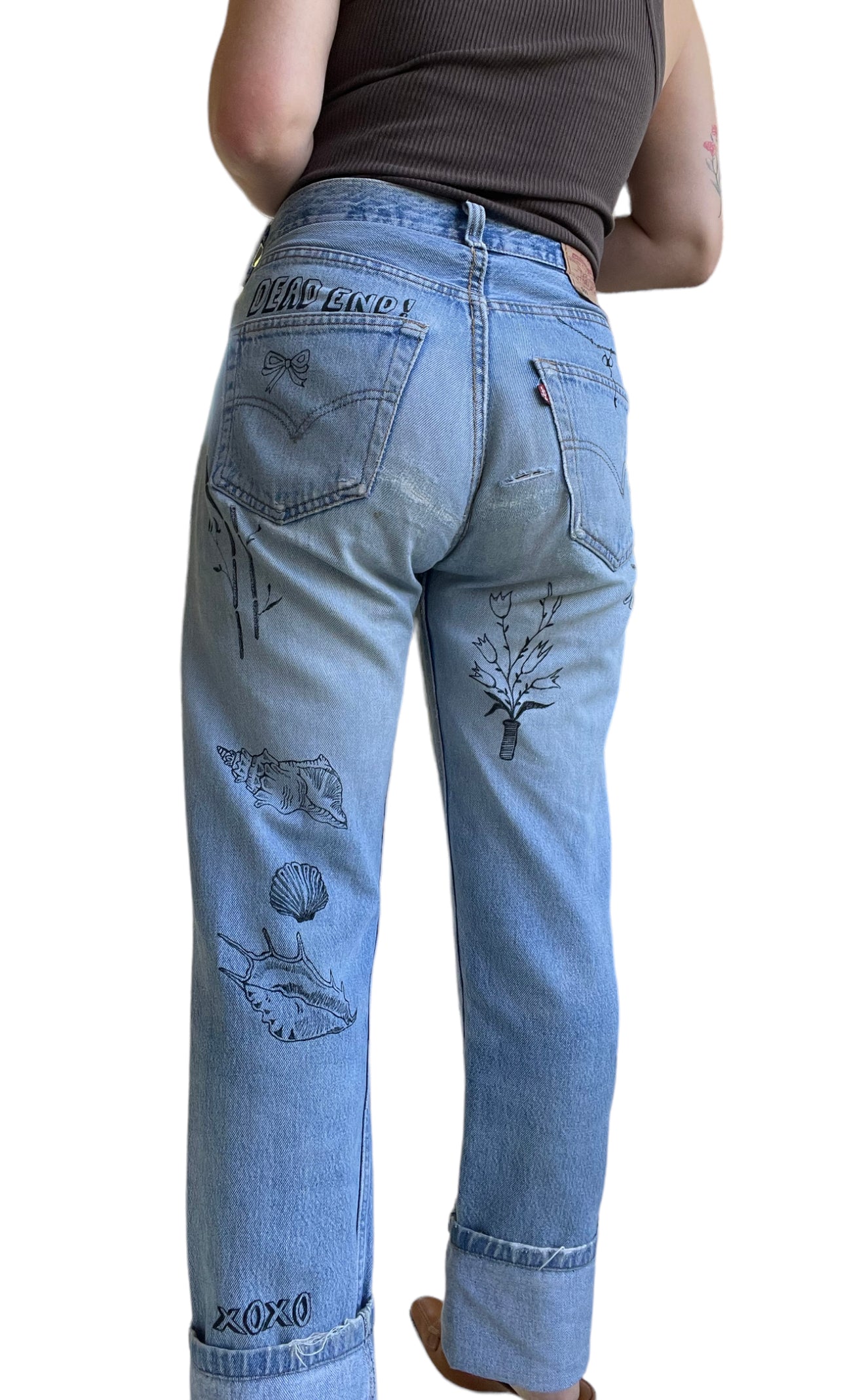 Handmade Jeans with Drawings, Commission Your Own Pair (XS-XL)