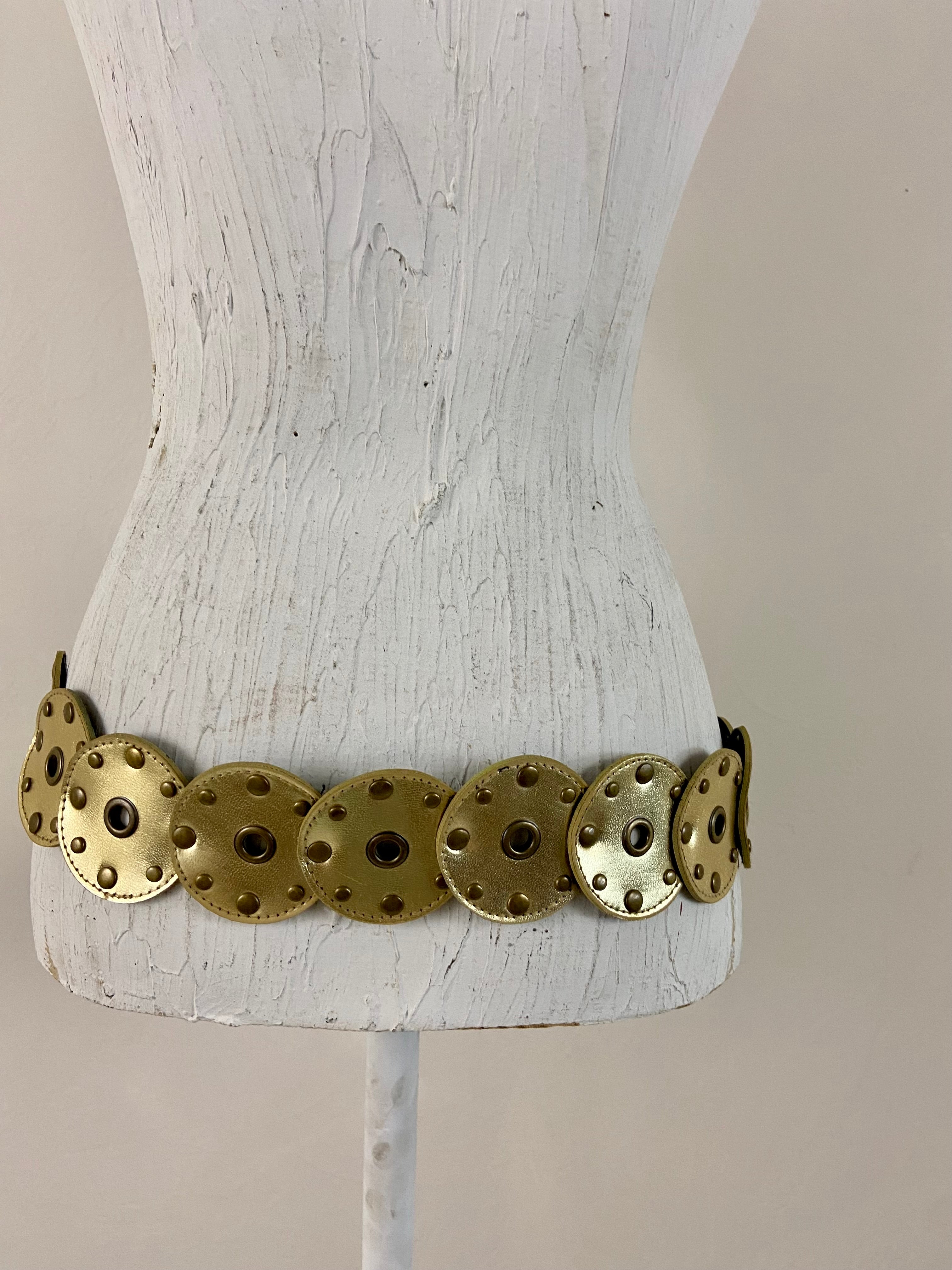 Gold leather waist belt