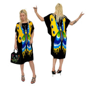 Butterfly Motif Caftan Dress (One Size)