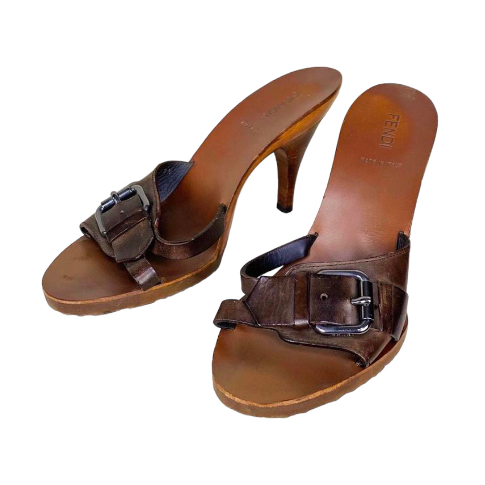 Fendi 2000s Buckle Mules (8.5)