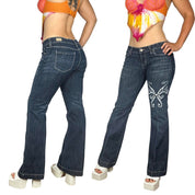 Hand-Painted Cyber Butterfly Jeans (M)