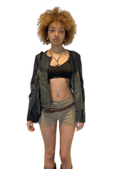 Vintage Y2k Angel Wing Tattoo Biker Jacket (M)