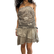 Vintage Romantic Sheer Ruffle Italian Skirt 2 in 1 Dress (S)