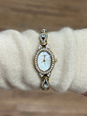 Crystal Stacked Pearl Watch