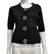 Vintage Kitsch Italian Crochet Large Button Up Cardigan Top (S/M)