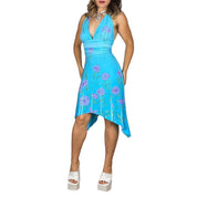 Y2K Slinky Floral Halter Dress (S)