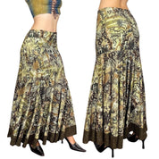 Vintage Graffiti Print Maxi Skirt (S)