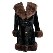 Vintage Black furry Coat (L)