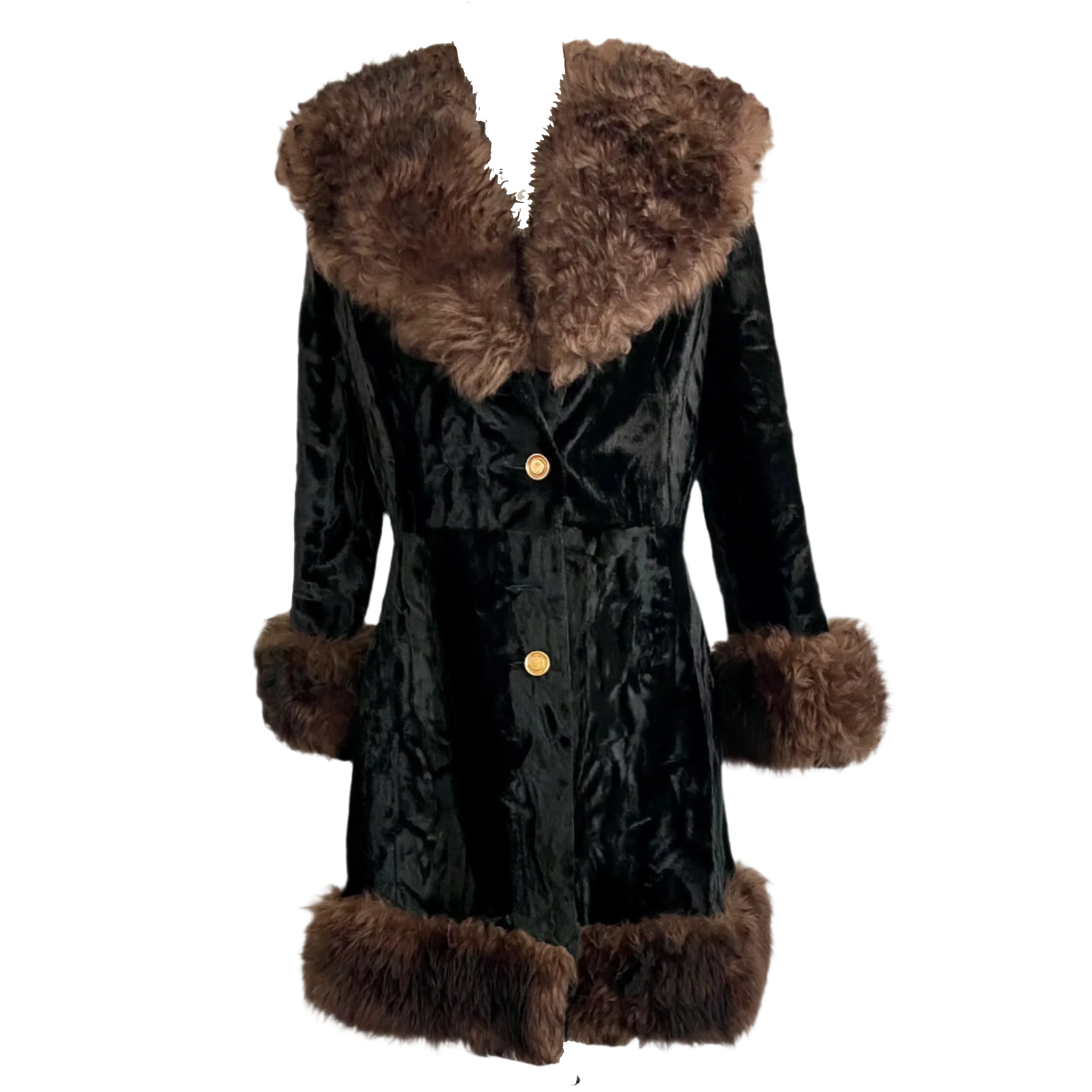 Vintage Black furry Coat (L)