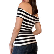 Bebe Y2K Striped Off Shoulder Top (XXS)