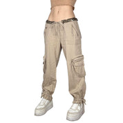 Y2K Linen Low Rise Cargos (M)