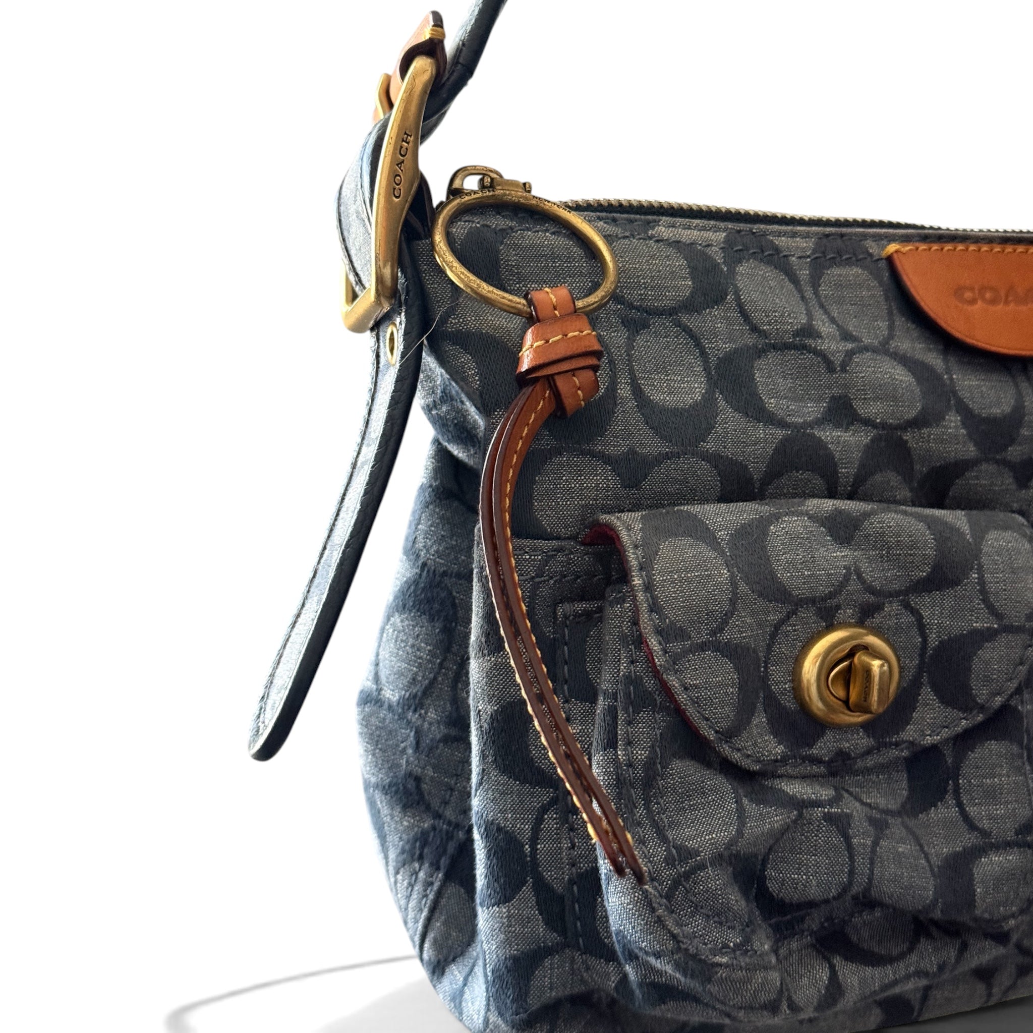 Coach signature chambray cargo shoulder bag