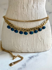 Gold & blue chain belt