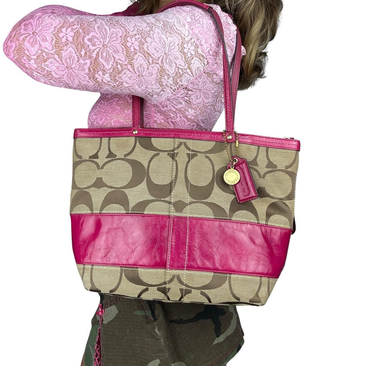 Coach Hot Pink Signature Logo Tote