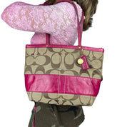 Coach Hot Pink Signature Logo Tote
