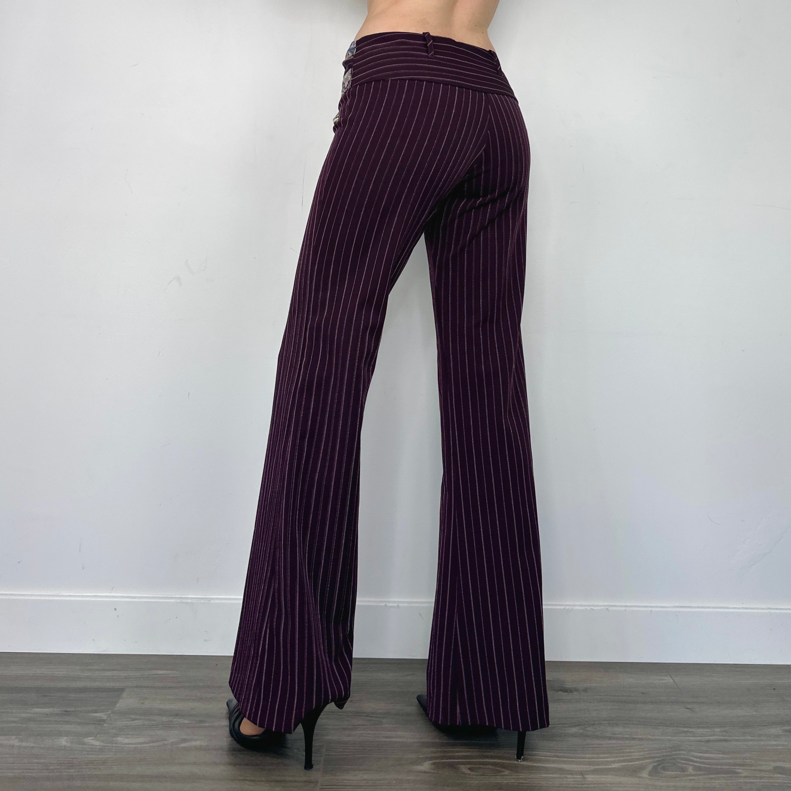 Y2K Plum Pinstripe Trousers (XS/S)